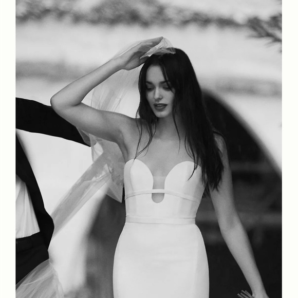 BHLDN Anthropologie Besa Brie Strapless Crepe Wedding Gown - Picture 5 of 7